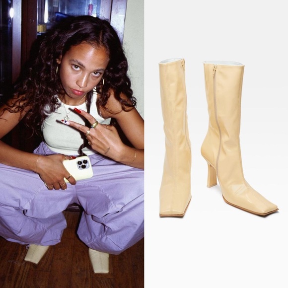 Miista Shoes - Miista Cream Heeled Boots